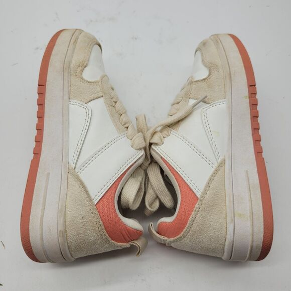 Link girls toddler Size 13 Sneakers Shoes Suede Lace Up Colorblock White pink - Picture 4 of 7